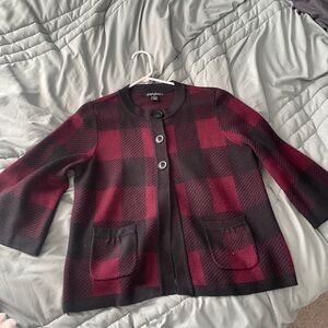 Designers Originals Womens Black and Burgundy Cardigan size L